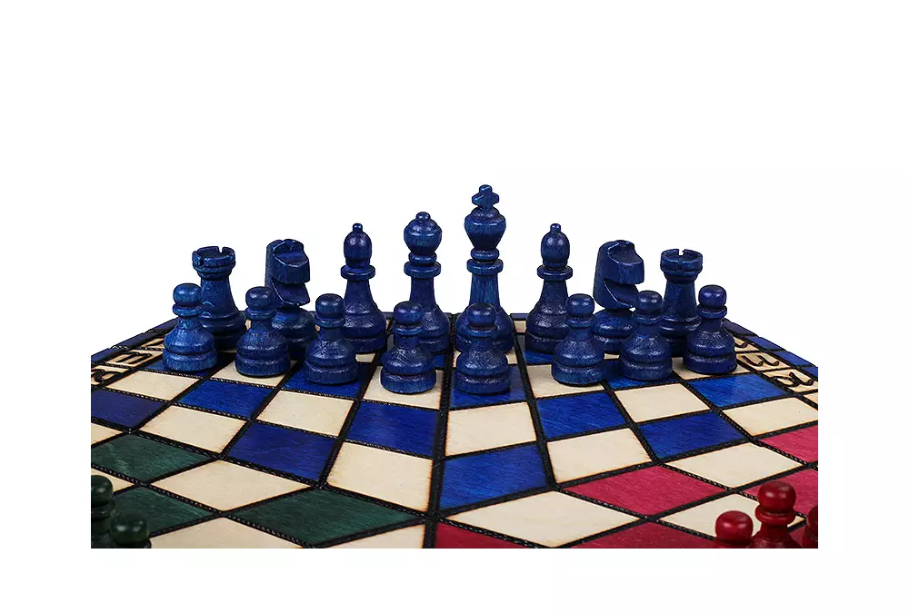 Juego de ajedrez para tres jugadores (32x28cm) tricolor